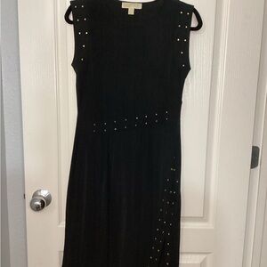 MICHAEL Michael Kors Black Knee Length Dress with Gold Stud Details NWOT